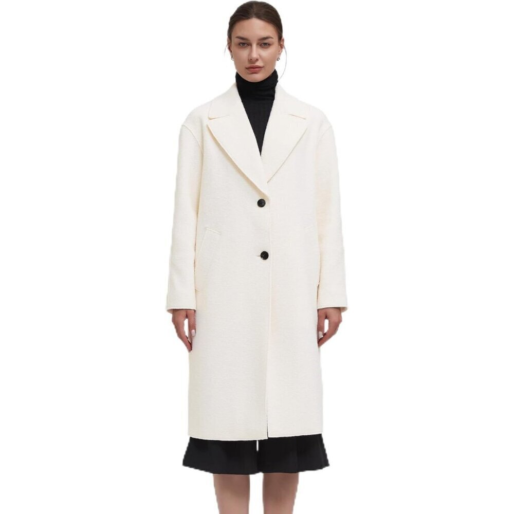 🆕Womens White Warm Trench Coat Long Winter Fall Classic Peacoat Casual Overcoat